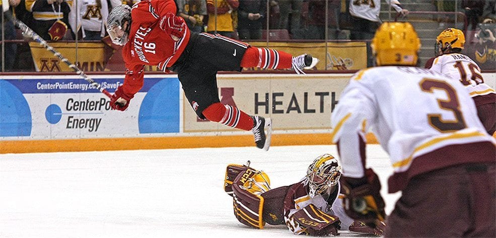 Eric Schierhorn makes OSU's Matt Weis fly through the air!