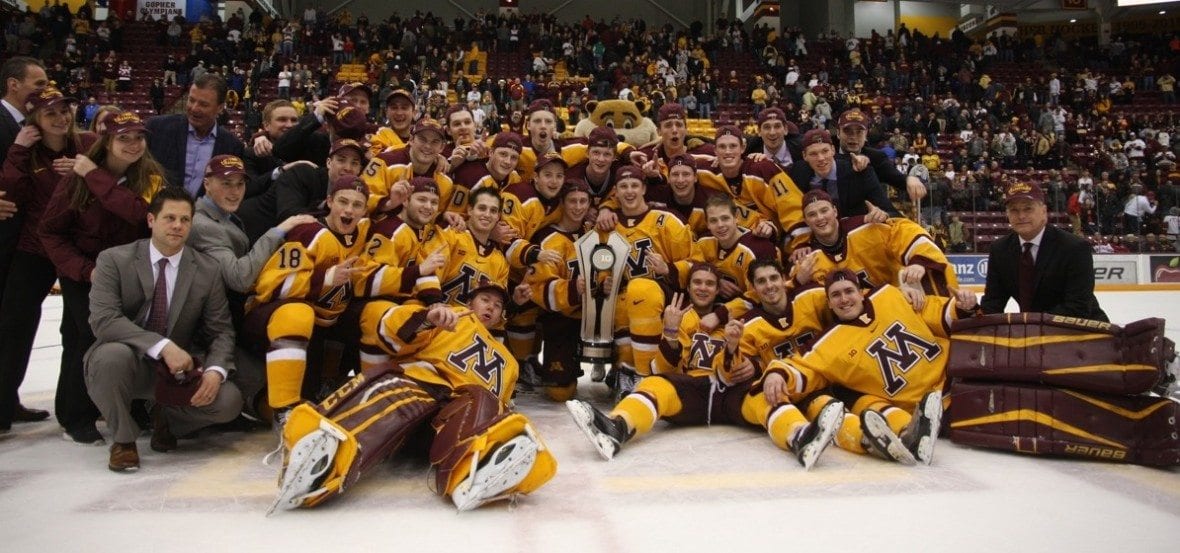 Gophers Celebrate Title with Big Ten Trophy